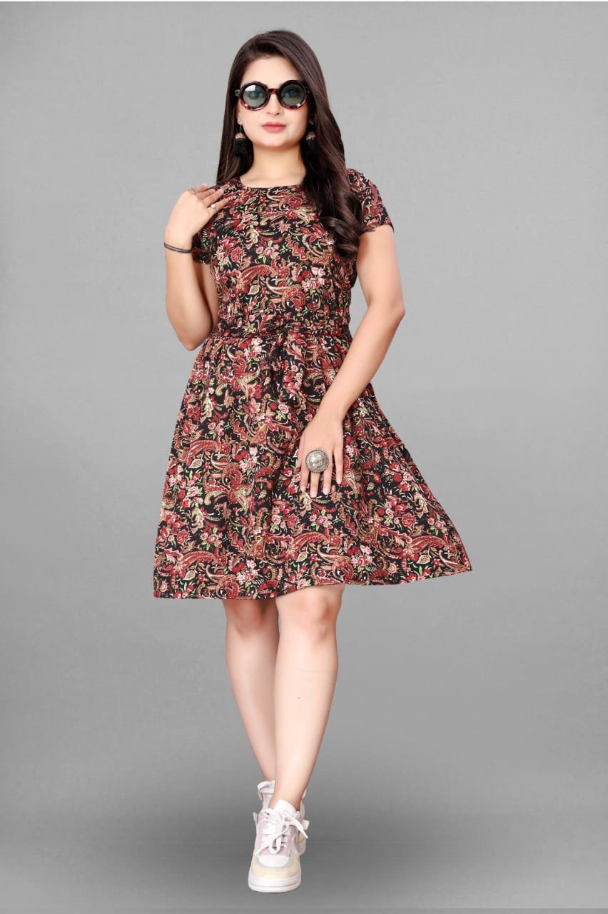 Trendy Casual Short Cotton Gown | Fabric Heavy Crepe - Image 4