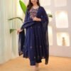 Midnight Noir Mirror-Work Anarkali Set