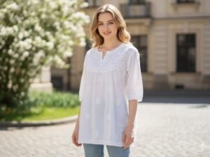 Stylish White Malmal Cotton Kurti for Women Amazing & Soft