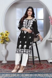 Premium Soft Heavy Rayon Kurti with Chikankari Embroidery
