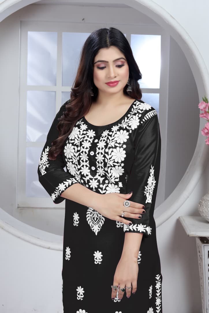 Luxury Soft Heavy Rayon Kurti with Chikankari Embroidery - Image 2