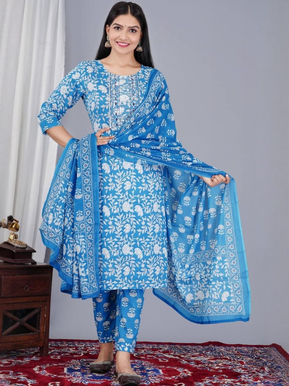 women's Navy Cotton Kurta Premium Quality 100% Pure.